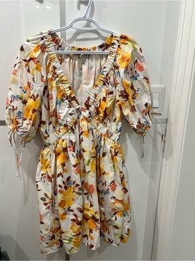 Abercrombie & Fitch White Dress with Yellow Floral Print